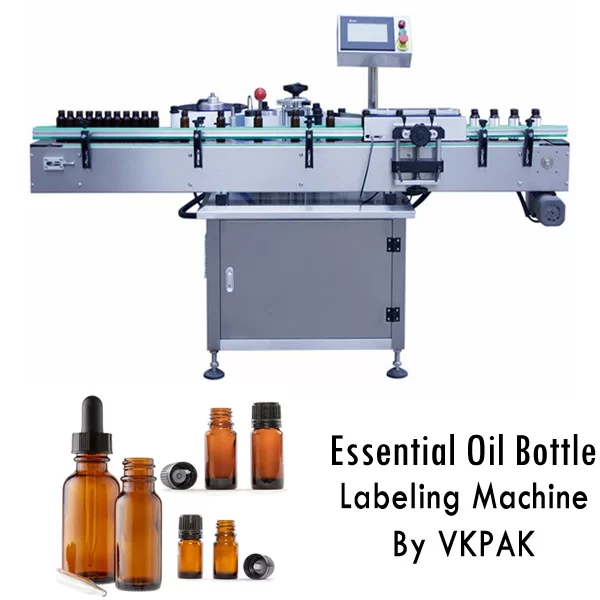 Étiqueteuse de bouteilles d'huile essentielle